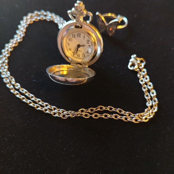 Butterfly Pendant Locket Watch Necklace - Picture 5 of 6